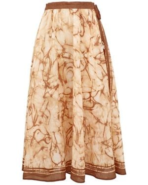 Zimmermann Printed Midi Skirt - Natural