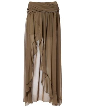 JACQUES WEI Asymmetric Draped Maxi Skirt - Natural
