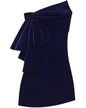 Givenchy Oversized Bow Velvet Bustier Dress - Blue
