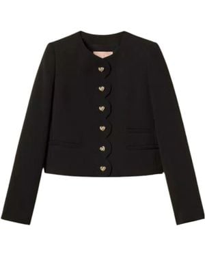 Twinset Button-Front Long-Sleeve Casual Jacket - Black