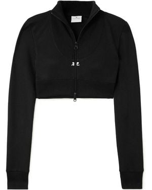 Courreges Cropped Ribbed Jersey Jacket - Black