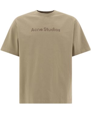 Acne Studios Logo Studded Crewneck T-Shirt - Natural