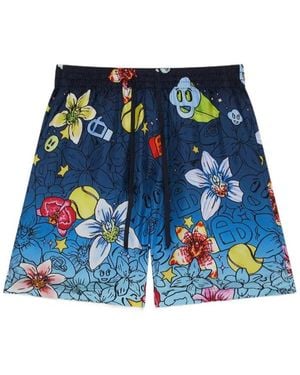 CASABLANCA Graphic Printed Drawstring Shorts - Blue