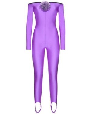 GIUSEPPE DI MORABITO Shiny Elastic Knit Jumpsuit - Purple