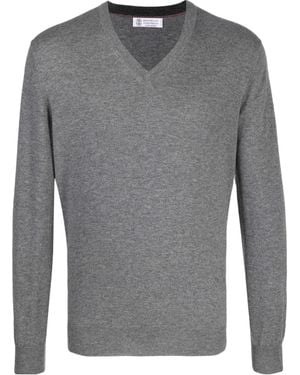 Brunello Cucinelli Ribbed-Knit Jumper - Grey
