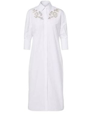 Erdem Embroidered Cotton Poplin Shirt Dress - White
