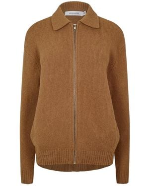 AYA MUSE Knitted Zipper Jacket - Brown