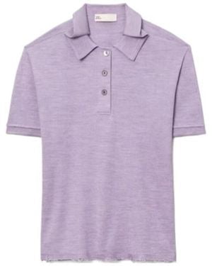 Tory Burch Oversized Silk Polo Shirt - Purple