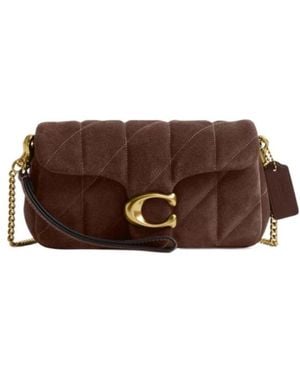 COACH Tabby Quilted Suede Shoulder Bag - Brown