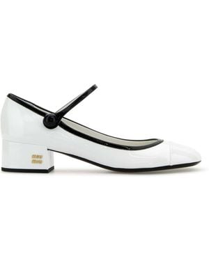 Miu Miu Logo-Lettering Court Shoes - White