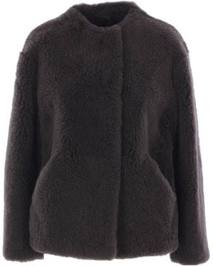 Max Mara 'S Long-Sleeved Crewneck Coat - Black