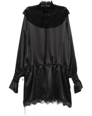 Ann Demeulemeester Armida Ruffle Collar Mini Dress - Black