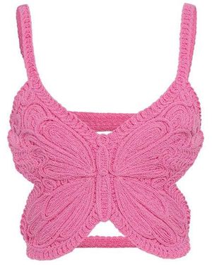 Blumarine Butterfly Crop Top - Pink