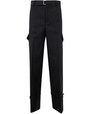 Sacai Striped Belted Trousers - Black