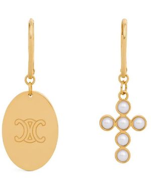 Celine Triomphe Folk Earrings - Metallic