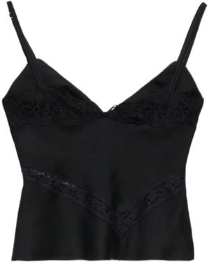 MSGM Lace Trim Camisole Top - Black