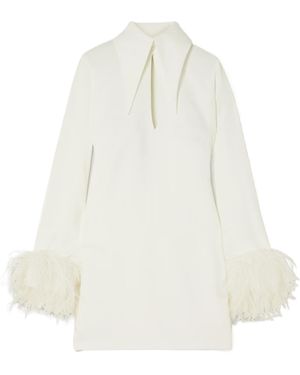 16Arlington Michelle Feather-Trimmed Cutout Crepe Mini Dress - White