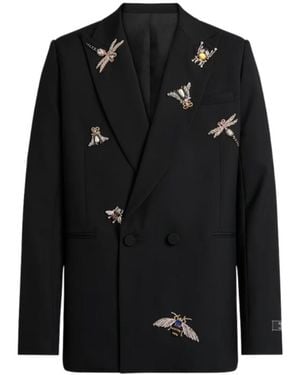 Balmain Embroidered Wool And Crystal Insect Jacket - Black