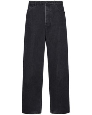Balenciaga Logo Patch Wide-Leg Jeans - Blue