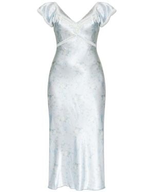 LoveShackFancy Eline Lace-Trim Midi Dress - Blue