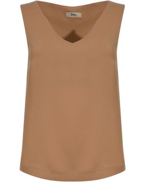 Herno V-Neck Sleeveless T-Shirt - Brown