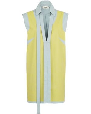 Fendi Sleeveless Poplin Dress - Yellow