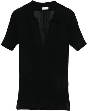 Roberto Collina Collared Ribbed Top - Black