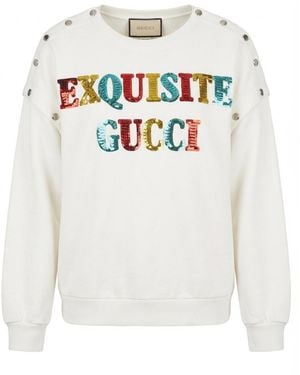 Gucci Exquisite Sequin-Embellished Sweatshirt - White