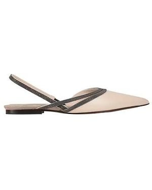 Brunello Cucinelli Genuine Leather Pointed-Toe Ballet Flats - White