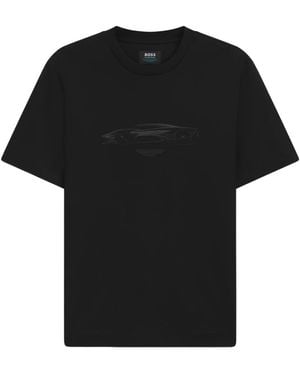 BOSS Boss X Aston Martin Cotton T-Shirt With Car Graphic - Black