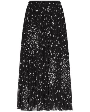 RED Valentino Star-Printed Pleated Midi Skirt - Black