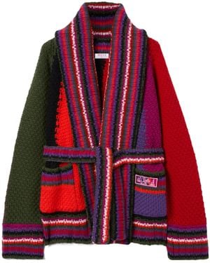 PUCCI Orchidee Print Oversized Colourblock Cardigan - Red