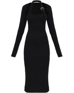 Versace Jeans Couture Cross-Neck Ribbed Dress - Black