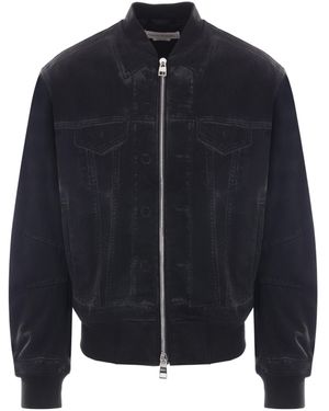 McQueen Denim Bomber Jacket - Blue