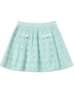 Self-Portrait Heart-Appliqué Skirt - Green