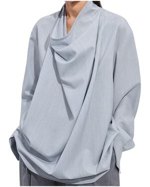 Bottega Veneta Light Wool Toile Blouse - Blue