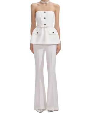 Self-Portrait Strech Crepe Jumpsuit - White