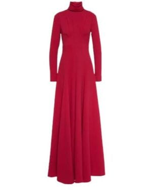 Emilia Wickstead Oakley Pleated Crepe Maxi Dress - Red