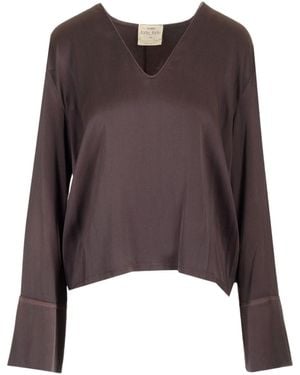 Forte Forte Silk Satin Long-Sleeve Top - Brown