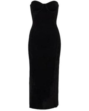 Galvan London Titania Strapless Velvet Midi Dress - Black