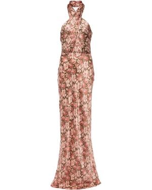 Veronica Beard Halterneck Silk-Blend Maxi Dress - Multicolour