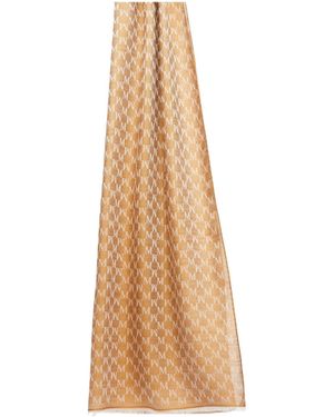 Max Mara Panire Monogram Patterned Frayed Edge Scarf - White