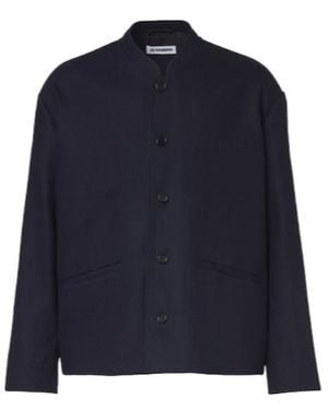 Jil Sander Button-Front Long-Sleeve Jacket - Blue