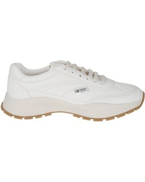 Prada Logo-Plaque Leather Trainers - White