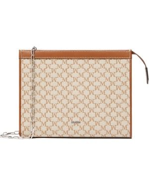Max Mara Mmtrousses Logo Plaque Zip-Up Wallet - Natural