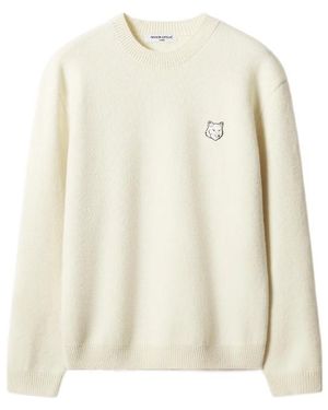 Maison Kitsuné Fox Head Milano Lambswool Jumper - White