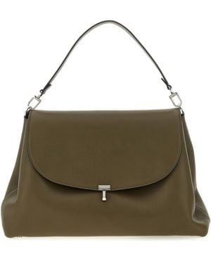 TOTEME Flap Leather Shoulder Bag - Natural