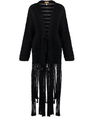 Alanui Love Letter To India Long-Sleeved Cardigan - Black