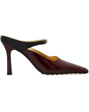 Bottega Veneta Square-Toed High-Heeled Sandals - Brown