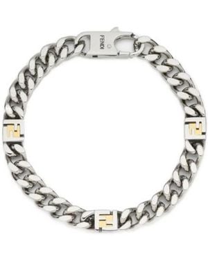 Fendi Logo-Detail Bracelet - Metallic